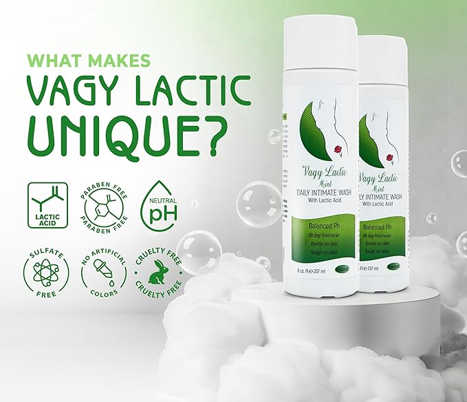 Vagy Rejuvenation Vagy Lactic Feminine Wash with Lactic Acid & Calendula – Gentle Intimate Wash Women pH Balance – Refreshing Vaginal Cleanser – 8 oz (8.1 oz, Mint)