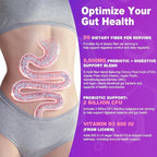 Prebiotic Fiber Gummies, 5g Fiber per Serving, 2 Billion CFU Bacillus Coagulans + Vitamin D3, Sugar Free Pectin Mixed Berry Gummies, Inulin (FOS) + Acacia + Apple Pectin, 120 Gummies (60 Servings)