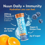 Nuun Immunity Electrolyte Tablets with Vitamin D, C, E, & A, Ginger, Elderberry, Magnesium & 4 Other Essential Electrolytes, Vegan, Blueberry Tangerine, 8 Pack (80 Servings Total)