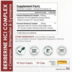 ForestLeaf Berberine Supplement - 1300mg per Serving - Ultra High Potency Berberine HCl with Ceylon Cinnamon, Bitter Melon & Gymnema - Weight Management Support - 90 Caps
