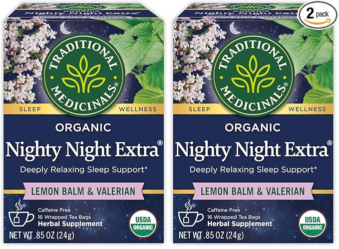 Traditional Medicinals Tea, Organic Nighty Night Extra, Promotes a Good Night's Sleep, 16 Tea Bags (Pack of 2)