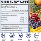 OMOGS High Absorption Magnesium Glycinate, for Supporting Sleep, Muscle Relaxation, Heart Health & Bone Health, Gluten Free, Non-GMO, 90 Vegetarian Capsules