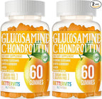 Glucosamine Chondroitin Gummies with MSM & Elderberry Extra Strength - Joint Support, Antioxidant Immune Support Supplement for Adults, Men & Women120 Orange Gummies