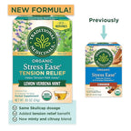 Traditional Medicinals Organic, Stress Ease Tension Relief, Lemon Verbena Mint Tea - Supports Stress Relief - Kosher, Non-GMO, Caffeine-Free, Compostable - 16 Tea Bags