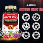 Mecisco Trans Resveratrol Supplement with Grape Seed, Milk Thistle, and More - Resveratrol - 6 Herbal Supports for Immune System, Heart Health, Body Management - 90 Capsules