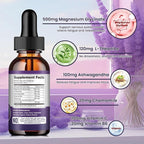 (2 Pack) Magnesium Glycinate Liquid Drops 500mg, with Vitamin B6, Ashwagandha, L - Theanine, Chamomile, Magnesium Glycinate Supplement High Absorption for Sleep, Stress, Energy Mood - Cherry Flavor