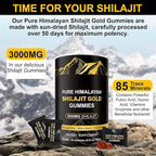 Shilajit Gummies, 3000mg Himalayan Shilajit Gold Gummies with Ashwagandha,Black Musli, Gokshura for Men & Women, Non-GMO & Gelatin Free, 60-Count