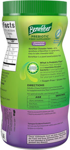 Benefiber Chewable Prebiotic GLP-1 Friendly Fiber Supplement Tablets for Digestive Health, Assorted Fruit Flavors - 100 Count