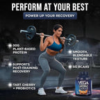 Vega Sport Vegan Protein Powder + Recovery - 30g Plant Based Protein per Serving, Peanut Butter, 45 Servings, 5g BCAAs, Probiotics, NSF Certified, for Shakes & Smoothies, 4.2lbs (Packaging May Vary)
