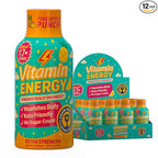 Vitamin Energy Immune+ Extra Strength Energy Shot Pineapple Punch 12 Pack, 260mg Natural Caffeine, B-Vitamins, Citicoline, Green Tea, Immunity & Focus Support, Zero Sugar, Gluten-Free 1.93 fl oz
