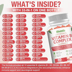 2 Pack 33-in-1 Liposomal Vitamin B Complex Gummies -B1, B2, B3, B4, B5, B6, B7, B8, B9,B12 | Vitamin C, D3,K2|Calcium,Magnesiun,Zinc etc.for Energy, Brain,Immune,Skin Support &Heart Support