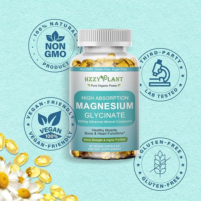 Magnesium Glycinate 500mg Softgels, High Absorption Magnesium Supplement Softgel Capsules for Muscle, Heart, Sleep & Bone Support, Stress Relief, Nerve Health & Metabolism, Non-GMO, 2 Month Supply
