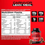 MuscleMeds CARNIVOR Lean Meal Whole Food Meal Replacement Shake, MRE, Beef Protein Isolate, White Potato, Sweet Potato, 40g Protein, 40 g Carbs, Lactose Free, Sugar Free, Chocolate Fudge 20 Servings