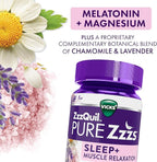 ZzzQuil Pure Zzzs Muscle Relaxation Melatonin Sleep Aid Gummies, Supports Muscle Function, Helps You Fall Asleep Naturally, Fast, Melatonin + Magnesium, No Next-Day Grogginess, Drug-Free, 60ct