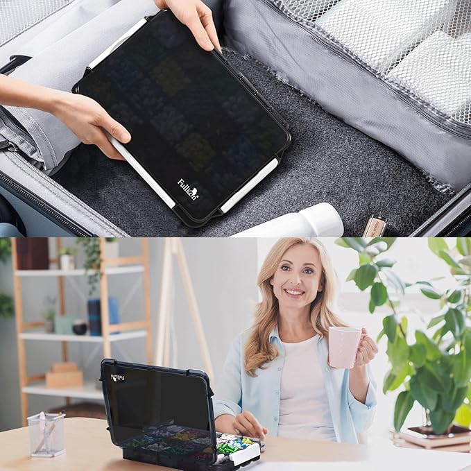 Fullicon Extra Large Pill Organizer with Moisture Proof Design, Travel Jumbo Pill Box with 20 Compartment, Supplement Organizer for Vitamins with 3 Secured Buckles (Black)