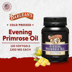 Barlean's Evening Primrose Oil Capsules, GLA Supplement for Men and Women, Healthy Skin, Immune Support and Bone Strength 1300mg Softgels, 120 Count