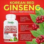 Parker Naturals Korean Red Ginseng Extract, 1300mg Extract with Ginger Root and Black Pepper, 20% Ginsenosides Red Panax Ginseng Supplement, 120 Caps