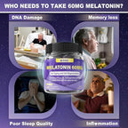 Antioxidant & Brain Support Melatonin 60mg 30mg for 50+ Adults | High Dose Melatonin for Anti-Aging & Immune | Extra Strength Melatonin Gummies with B6, Ashwagandha, Magnesium, MSM - 60 Gummies