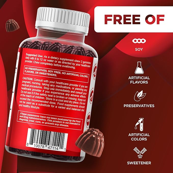 Vitamatic Cranberry Gummies with D-Mannose, Probiotics, Vitamin C – Plant-Based Botanical Extract – Vegan, Non-GMO – 60 Count