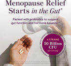 Menopause Support with Prebiotics and Probiotics for Women | Hormone Balance, Hot Flashes & Night Sweats | 50 Billion CFU, DIM & Black Cohosh | Triple Action Menopause Supplements for Women | 30 Ct