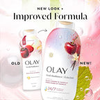 Olay Body Wash for Women, Fresh Radiance, 24/7 Skin-Loving Freshness, Visibly Radiant, Plant Based Cleansers, Vitamin B3 & Antioxidant Blend, For All Skin Types, Black Cherry & Vanilla Scent, 22 fl oz