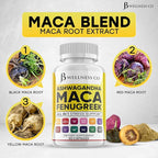 JB Wellness Co Ashwagandha Maca Root, Fenugreek Supplement with Tongkat Ali Ginseng - Assists with Mood & Thyroid Health - 60 Count