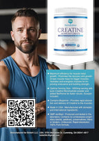 NutraScience Creatine Monohydrate Powder with BioPerine, Supports Lean Muscle Growth and Recovery, 60 Servings, 5000mg Per Serving, Unflavored, GMP sertified, Vegan Friendly, Non GMO