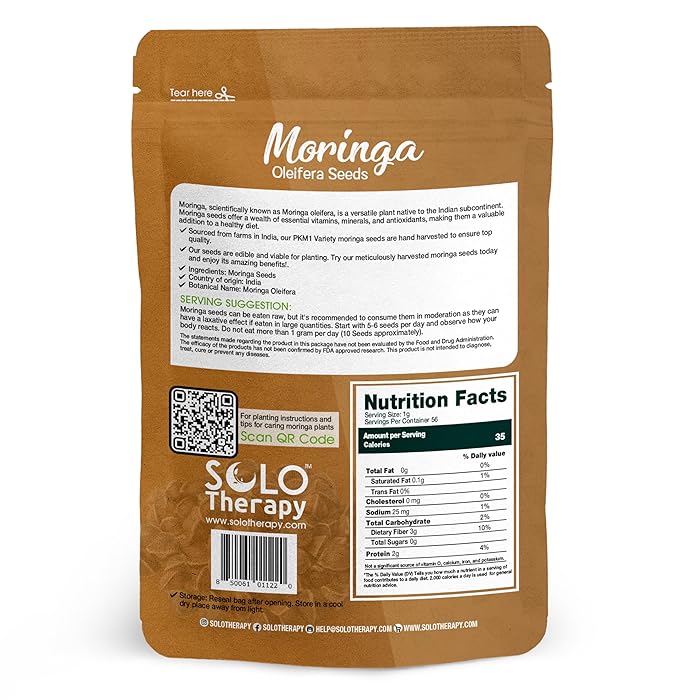 Moringa Seeds Wingless PKM1, Edible, Malunggay, Drumstick Tree Herbal Tea - Resealable Bag - 56 grams - Premium Quality (Moringa Seeds Wingless)