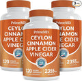 5-in-1 Ceylon Cinnamon Capsules 2355mg - Apple Cider Vinegar Capsules with Turmeric, Panax Ginseng & Bioperine - Cinnamon Supplements for Women & Men - Non-GMO, Vegan, Gluten-Free (120 Ct) (3-Pack)