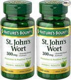 Nature's Bounty St. John’s Wort 300mg Capsules, Herbal Health Supplement, Promotes a Positive Mood, 1 Count (Pack of 200)