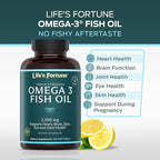 Life's Fortune Fish Oil Omega 3 Concentrate Supplement 2500 mg, 120 Softgels, High Potency, EPA & DHA Fatty Acid - Heart, Brain, Skin, Joints - Non GMO