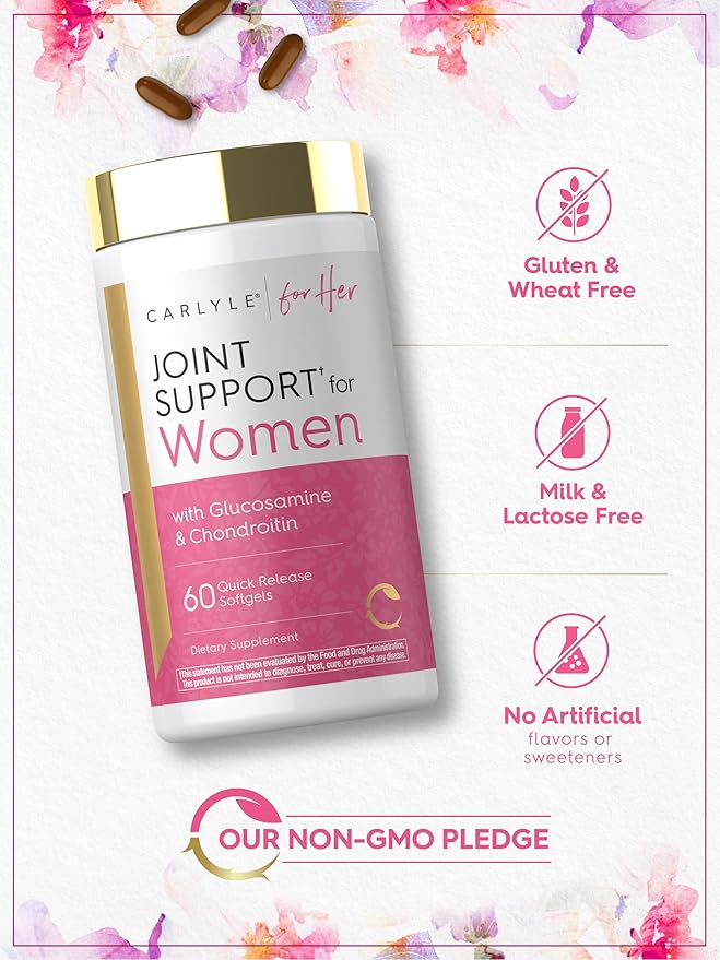 Carlyle Joint Support for Women | 60 Softgels | Complex with Omega-3 and Collagen Peptides | Non-GMO, Gluten Free