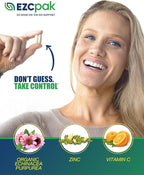 EZC Pak On The Go Immune System Booster with Echinacea, Vitamin C, Zinc, Immune Support Supplement, Immunity Vitamins for Adults, Travel-Friendly Packaging, Vegetarian, Gluten-Free