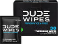 DUDE Wipes On-The-Go Unscented Travel Wipes - 30 Count (Individually Wrapped) - Extra-Large Adult Flushable Wipes for Sensitive Skin - Infused with Vitamin E and Aloe - Septic and Sewer Safe