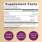 NatureBell Evening Primrose Oil with Black Cohosh, 1,300mg Per Serving, 300 Mini-Softgels | Cold Pressed Seeds, Retains 130mg GLA for Womens Health & Skin Care Support – Hexane Free, Non-GMO