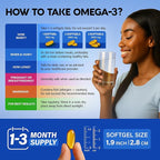 Omega 3 Fish Oil 3600 mg - Omega 3 Supplement | EPA & DHA - Heavy Metals Free - Heart, Brain & Joint Support - Purified Fish Oil for Men & Women - Lemon Flavored - Made in USA, 90 Softgels