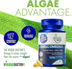 Vegan Omega 3 Supplement – Algae Omega 3 with DHA EPA DPA – Vegan Capsules from Algal – Fish Oil Alternative – Plant-Based Algae Oil Formula – Non-GMO, Carrageenan-Free (180 Capsules, 3 Month Supply)