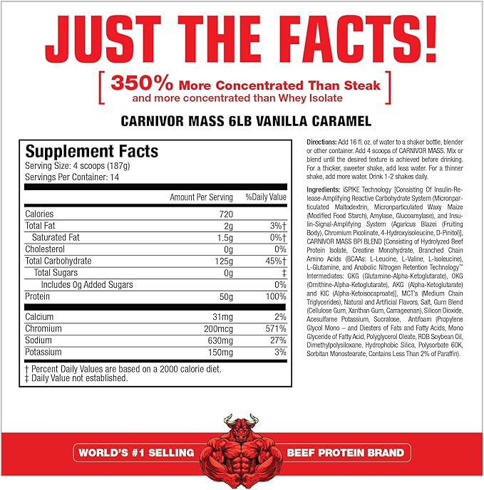 MuscleMeds Carnivor Mass Diet Supplement, Vanilla Caramel, 5.78 Pound (002658)