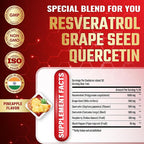 Resveratrol Supplement Liquid Drops - 6in1 with Grape Seed, Quercetin, Curcumin, Raspberry, and Black Pepper - Vegan, Non-GMO - 30ml 1 Fl Oz