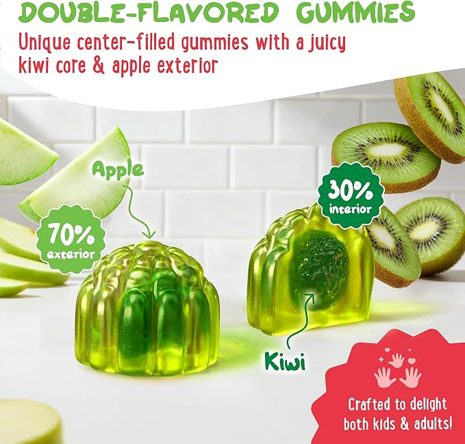 Center-Filled Magnesium Glycinate Gummies 400MG - High Absorption for Kids, Teens & Adults - Supplement for Sleep, Calm & Muscle Relaxation with B6 & D3 - Gluten Free & Vegan Friendly - 60 Count