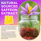 Saffron Gummies for Kids & Adults, 10-in-1 Saffron Supplements with 88.5mg Saffron Extract Support Calm Mind & Focus & Zzz, Sugar Free, Pineapple Flavor, 60 Count
