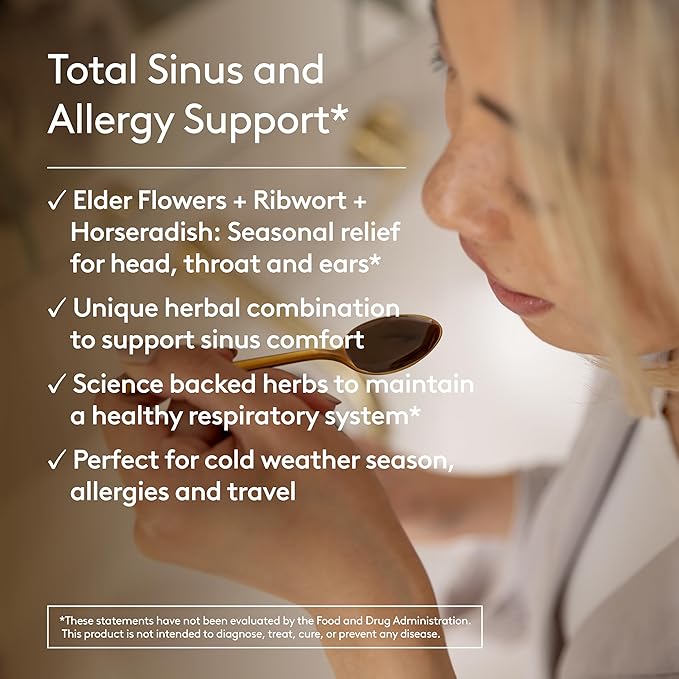 Sinus Ease Syrup, Herbal Nasal Care for Runny Nose, Sinus Pressure, High Absorption, Herbal Flavor, Plant-Based - 6.7 Fl oz (40 Servings)