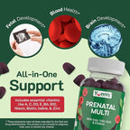 YumVs Prenatal Gummies for Women - Prenatal Vitamins for Women with Folic Acid, Iron & Choline - Vegetarian & Kosher Pregnancy Vitamins - Womens Prenatal Multivitamin with A C D3 E B6 B12 (60 Count)