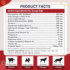 ZEBORA Glucosamine for Dogs - Joint Supplement for Dogs - Glucosamine Chondroitin, MSM, Omega-3, Collagen, Dog Hip and Joint Pain Relief, Support Mobility, Cartilage for Small & Large Breeds, 270g