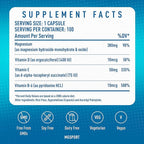 MGSPORT Magnesium Supplement 380mg - High Absorption Magnesium Complex Formula with Vitamins B6, D, E - Supports Muscle Function and Sleep Quality - 100 Servings