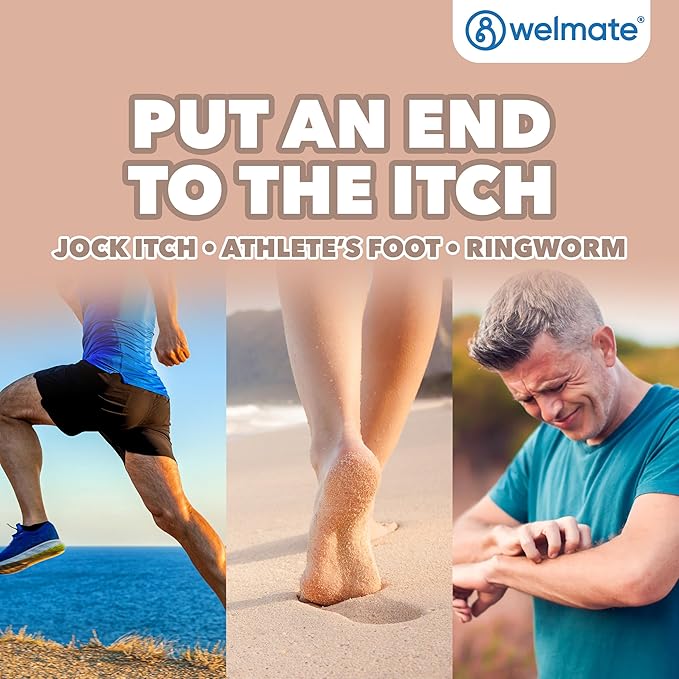 WELMATE Clotrimazole 1% Antifungal Topical Solution, 2 Pack 0.33 fl oz Each - Athlete's Foot, Jock Itch, Ringworm Treatment, Greaseless Non-Staining, Relieves Itchy Cracked Skin