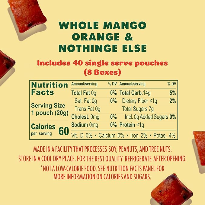 SOLELY - Organic Mango & Orange Whole Fruit Gummies (Pack of 8 Boxes, 5 Bags per Box) - Real Fresh Fruit - Healthy Snacks for Adults & Kids - Non GMO, Vegan Snacks, Shelf Stable - 40 Bags (3.5 oz)