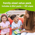 Antibacterial Hand Wipes by Boogie, Alcohol Free, Hypoallergenic and Moisturizing Aloe, Hand Wipes for Kids and Adults, 6 Packs of 20 (120 total wipes)