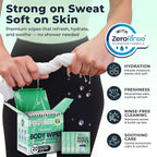 Travel Body Wipes for Women - 20 XL Shower Wipes for Adults Bathing No Rinse - Individually Wrapped 10”x10” Disposable Washcloths - Feminine Hygiene Essentials, Gym, Backpacking, Camping Must Haves