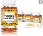 Lunakai USA Made Turmeric and Ginger Supplement Gummies 500mg with Black Pepper – High Absorption Curcumin Turmeric Gummies for Joint Comfort, Daily Immune Support, Non-GMO - 6 Pack